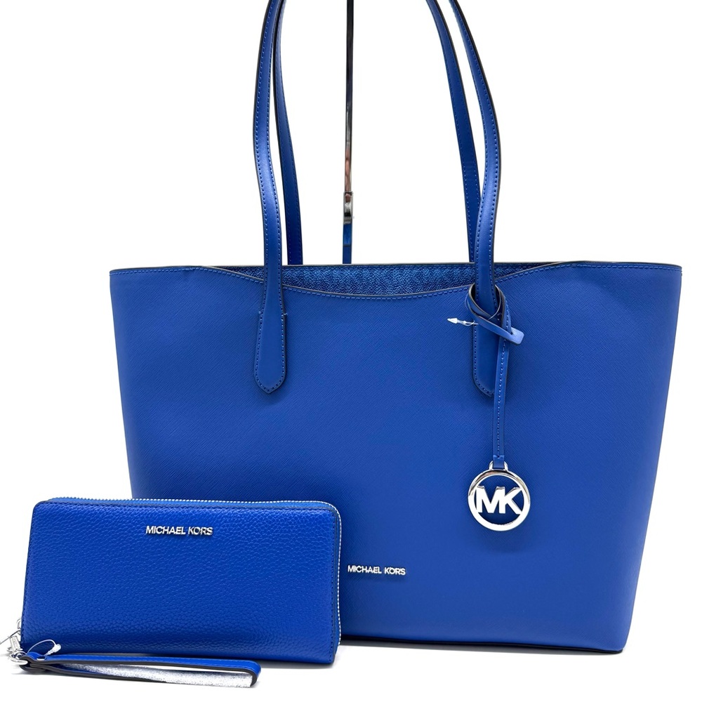 Michael Kors Arden Large Leather Tote Bag & Matching Continental Wallet Galaxy